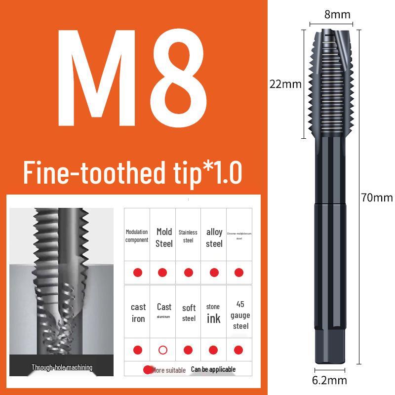 65° Машина для азотирования Спиральный метчик для нержавеющей стали, Размеры M3-M12