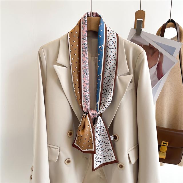 Silk Ribbon Scarf Satin Headkerchief Luxury Long Hair Hand Design Fashion Print Wrist Foulard Bandana Neck Tie Scarves