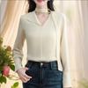 Рубашка Temperament Streamer с V-образным вырезом, женская, весенняя, новый дизайн, верхняя, универсальная, тонкая, с длинными рукавами