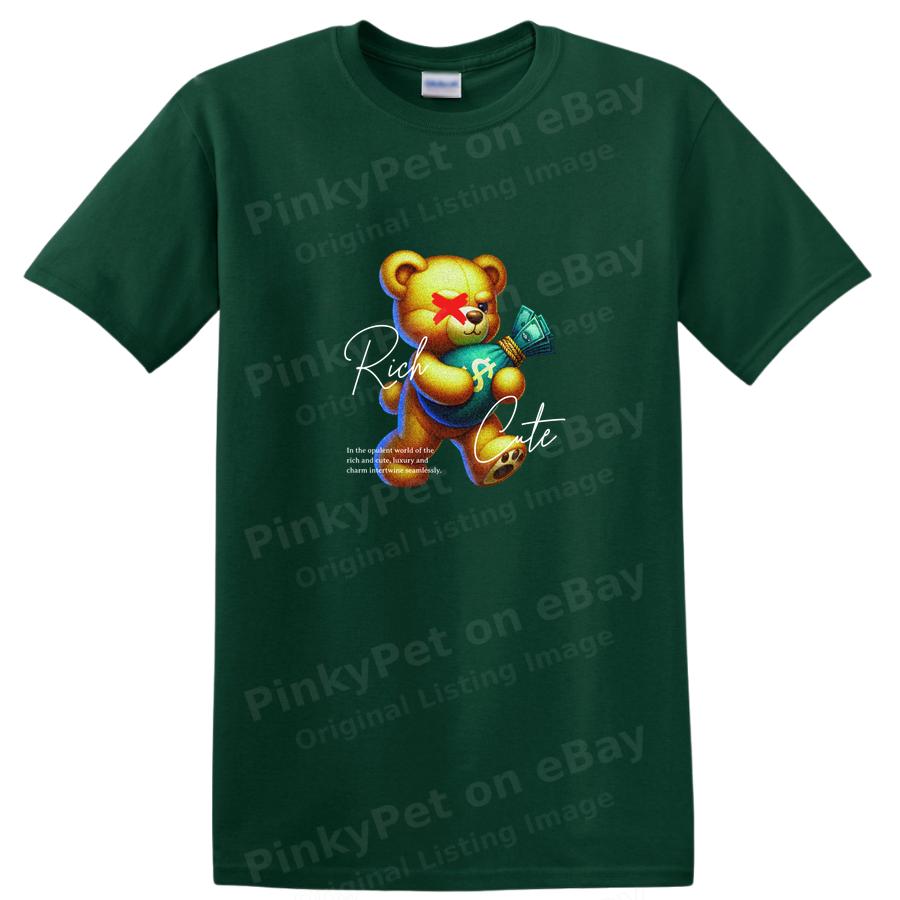 Bear Holding Money Cute Funny Graphic T Shirt Casual Tee for Adults Kids