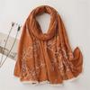 Embroidered Cotton and Linen Lace Scarf - Versatile and Warm Shawl for Women