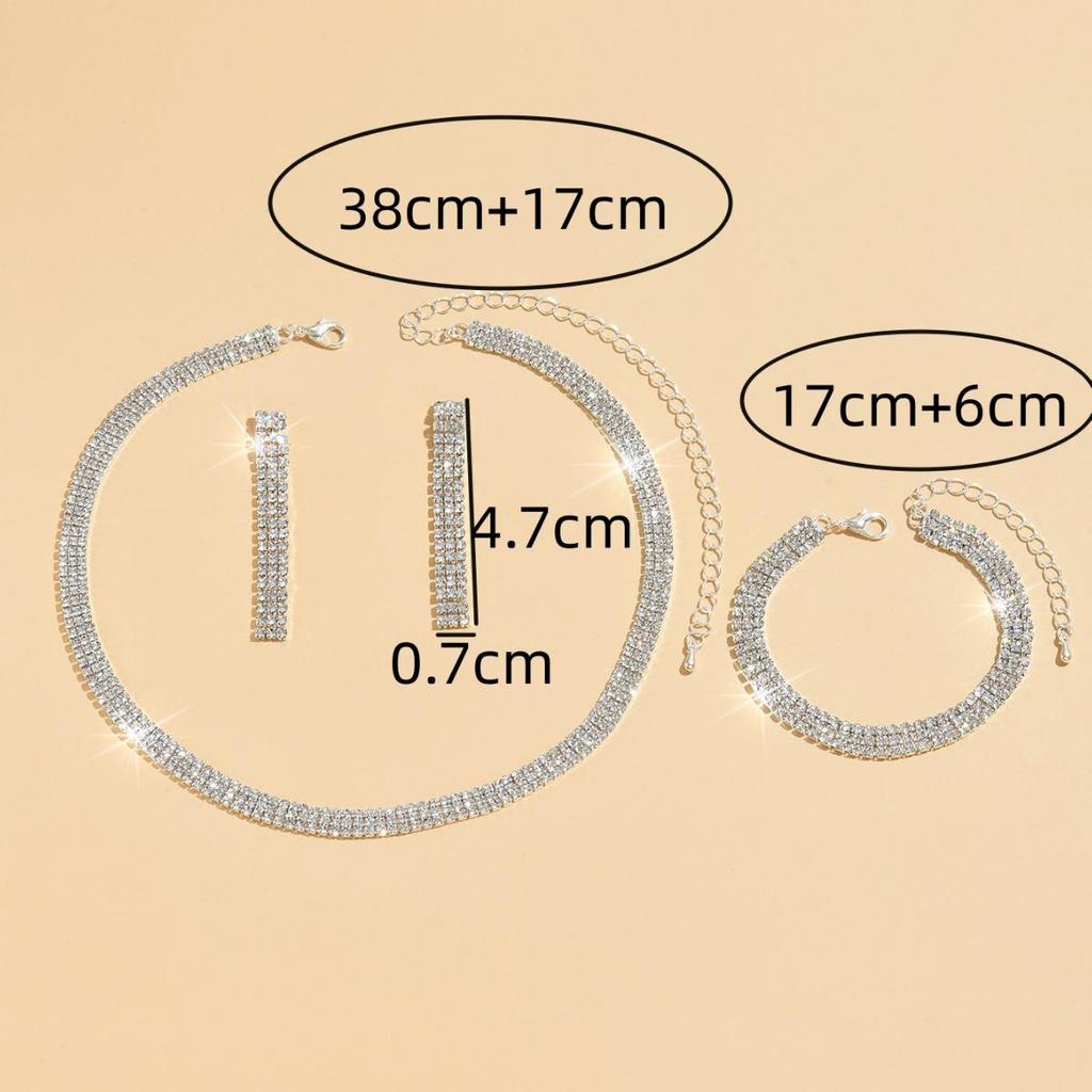 Элегантный комплект свадебных украшений: Универсальное ожерелье, браслет и серьги со стразами