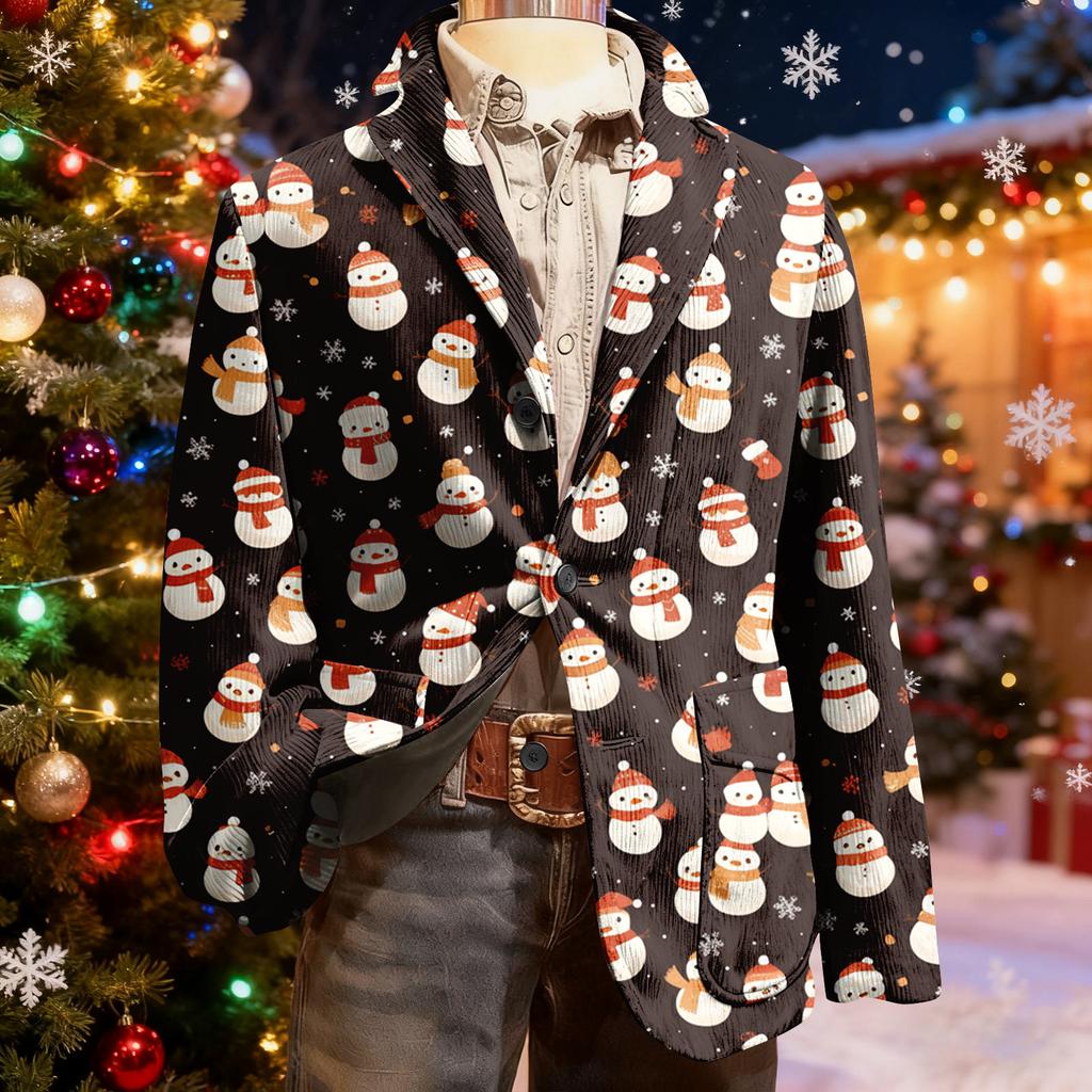 Мужской уродливый рождественский вельветовый теплый карманный пиджак-кардиган, мужской повседневный костюм