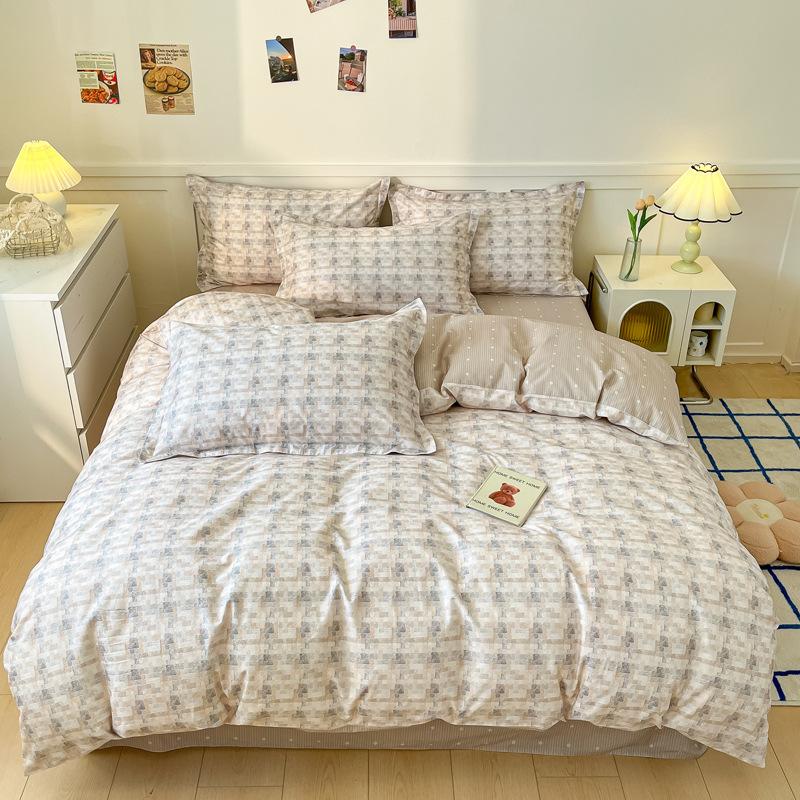 Комплект из четырех предметов, пододеяльник из чистого хлопка, простыня из хлопка, комплект из трех предметов для односпальной кровати в общежитии