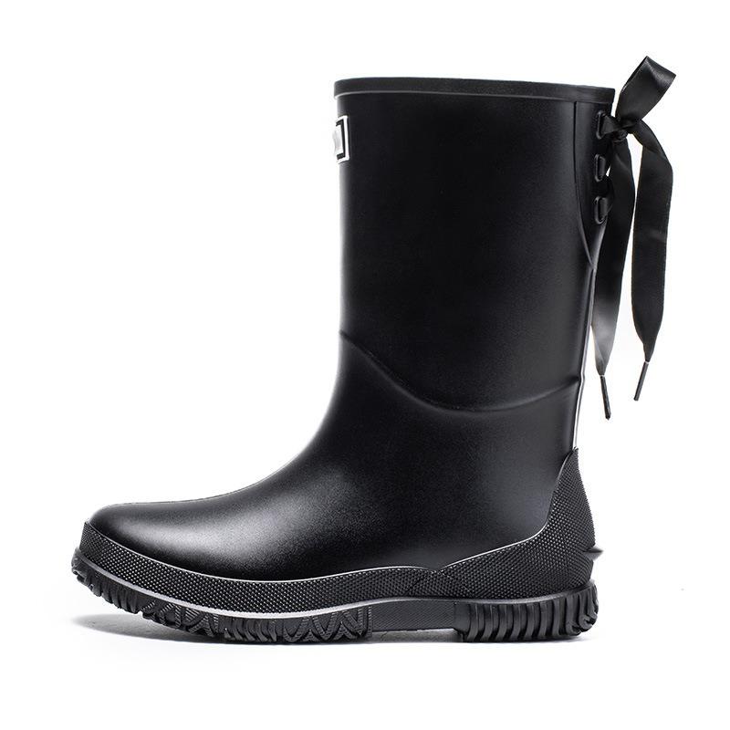 Women's Medium and High Rain Shoes Rain Boots Waterproof, Non-slip and Warm Fishing Work Four-season Boots Takeaway Rubber Shoes Water Boots