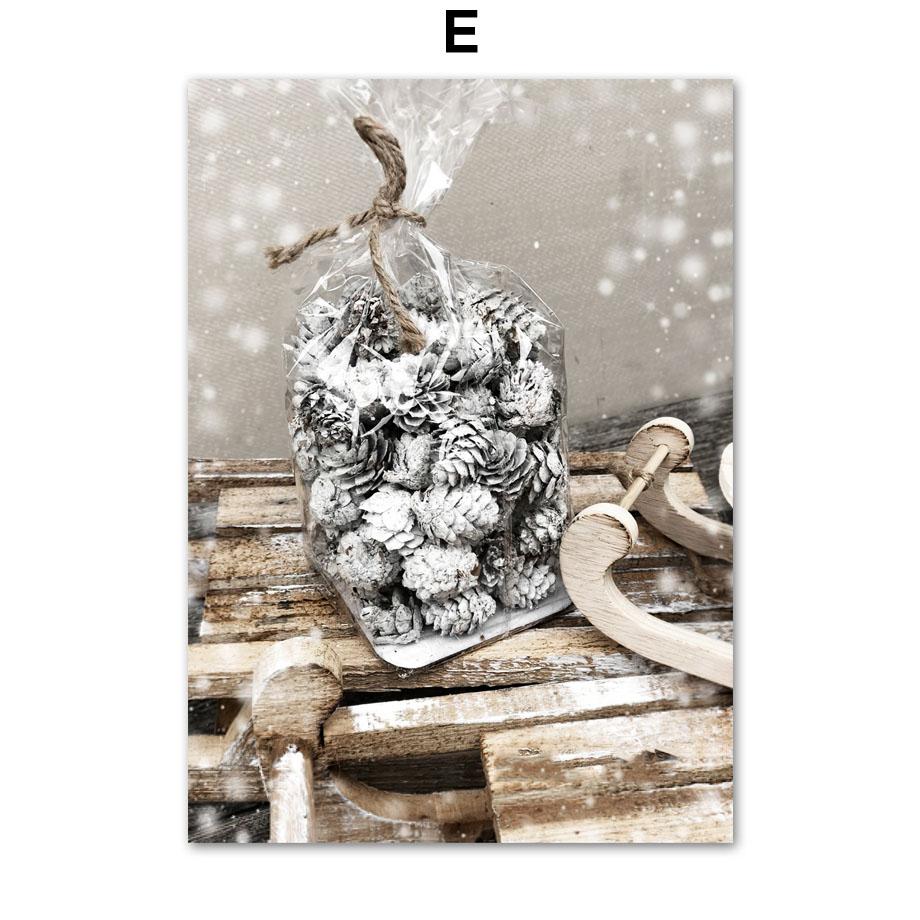 Wall Art Canvas Painting Winter Christmas Tree Deer Heart Pine Livign Room Decoration Posters And Prints Wall Pictures Home Club