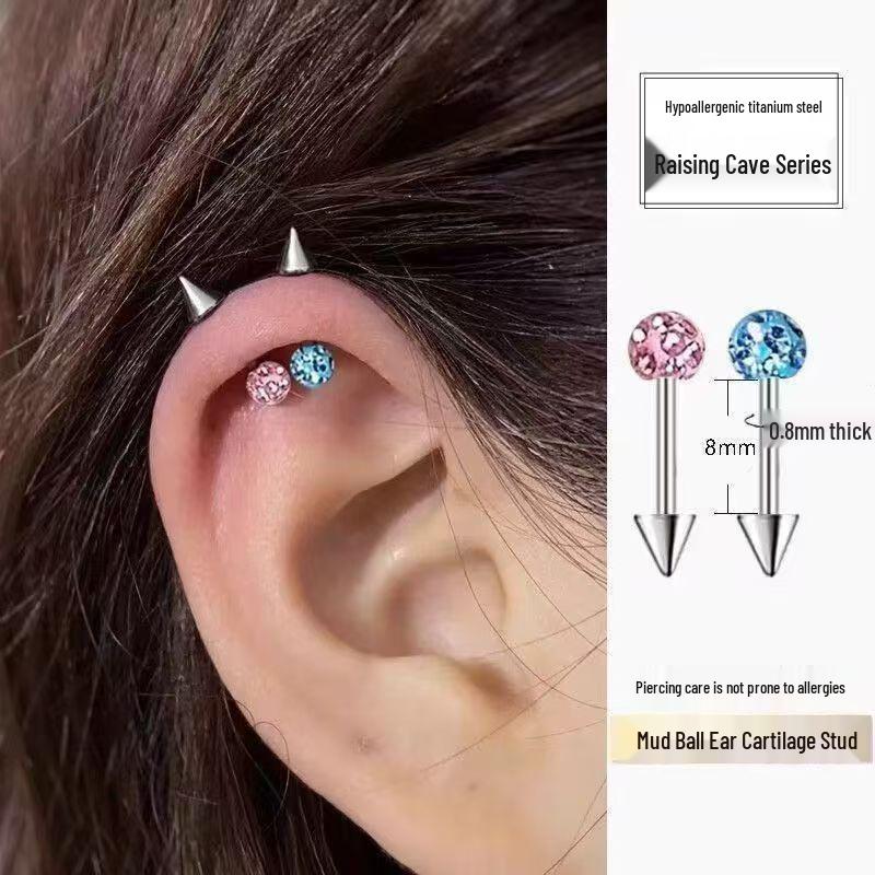 Двусторонний титановый стальной шип-серьга для пирсинга хряща уха, для прокола верхней части хряща (helix)