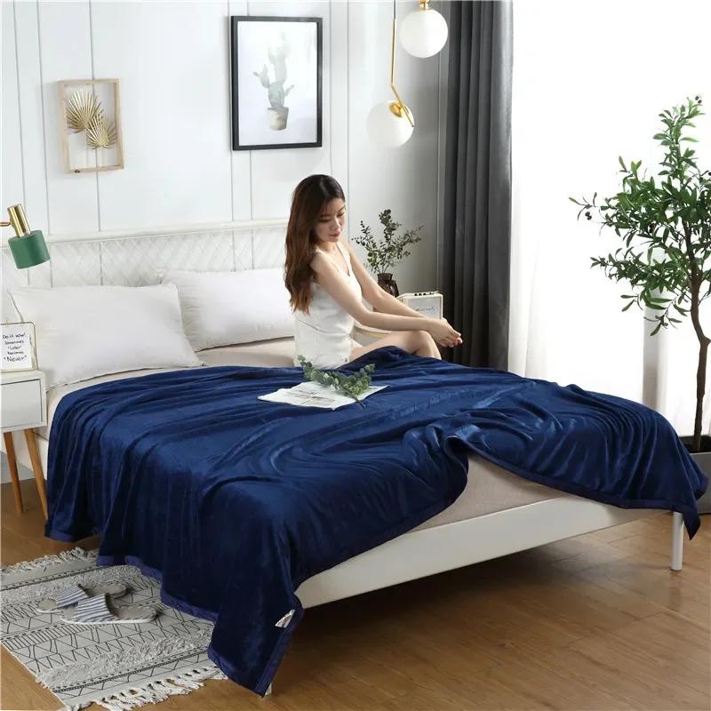 Современное минималистичное однотонное коралловое флисовое одеяло, универсальное для четырех сезонов, толстое, теплое, для кондиционирования воздуха, для сна и отдыха
