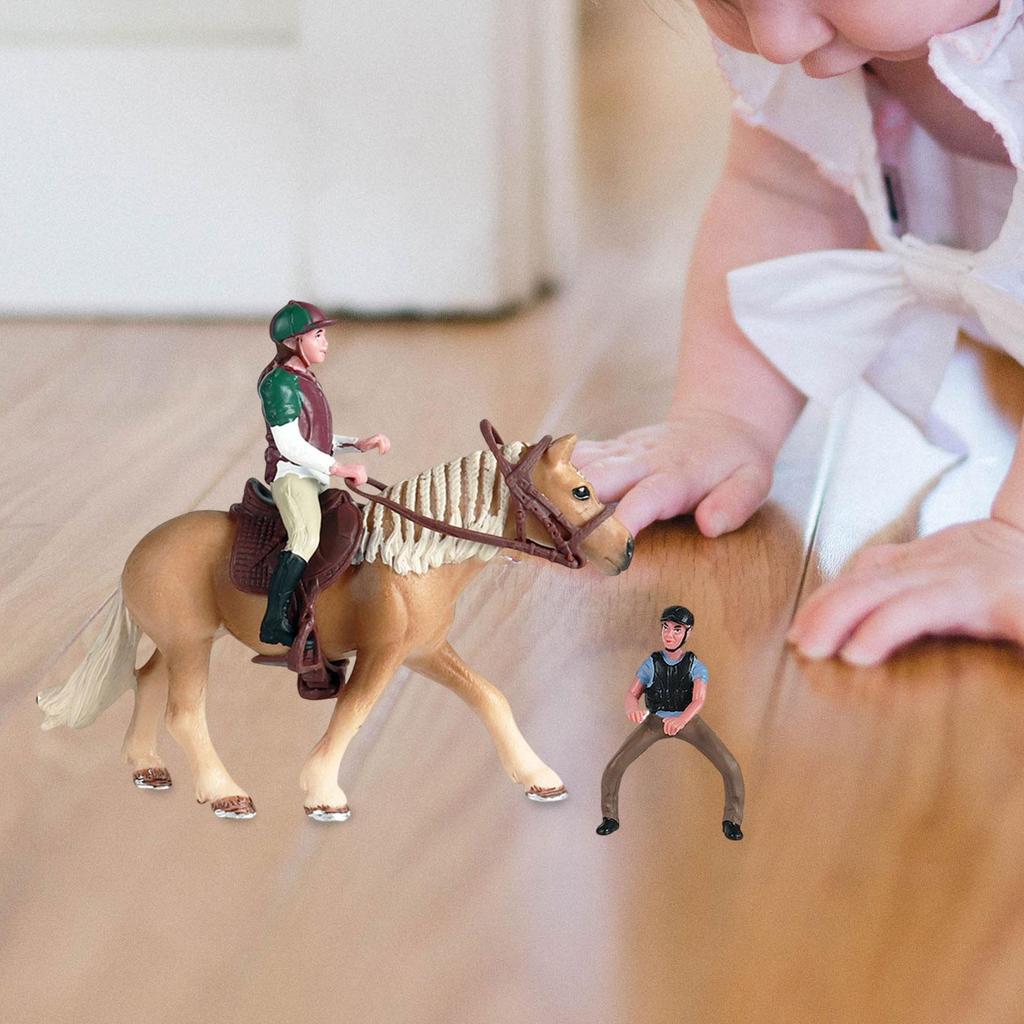 Horse Figure Animal Model PVC with Saddle Miniature Simulation Pretend Educational Toy Wildlife Statue for Party Favors Gifts