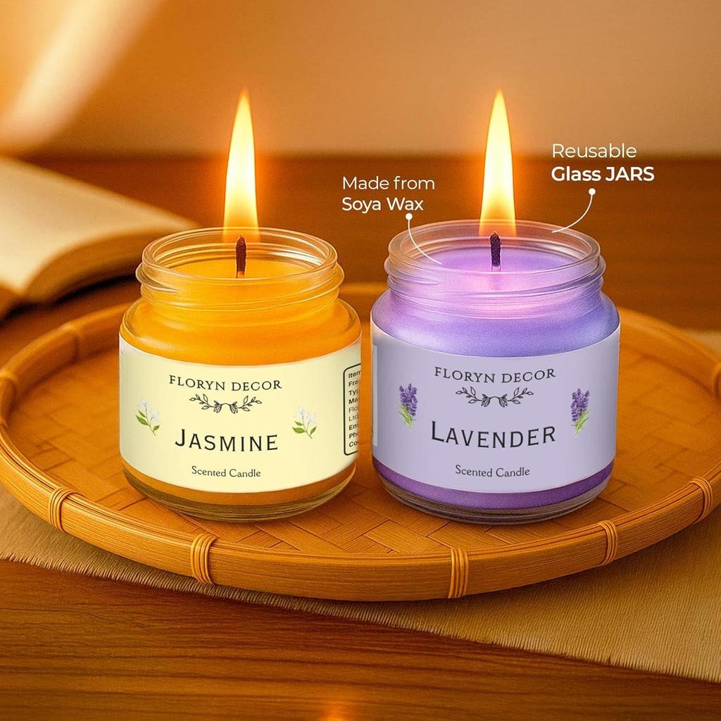 Набор подарочных ароматических свечей Floryn Decor Jar | Набор из 12 ароматических свечей | Высокоароматизированные свечи