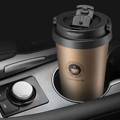 Дорожная кофейная кружка с крышкой и ручкой 500 мл Изолированная с двойными стенками Герметичная кружка-термос Вакуумный стакан для чая из нержавеющей стали
