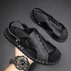 Fashion Classic Outdoor Men Sandals Handmade Leather Summer Flats Casual Lightweight Man Beach Shoes Quick Dry Wading Aqua Shoes Sandals