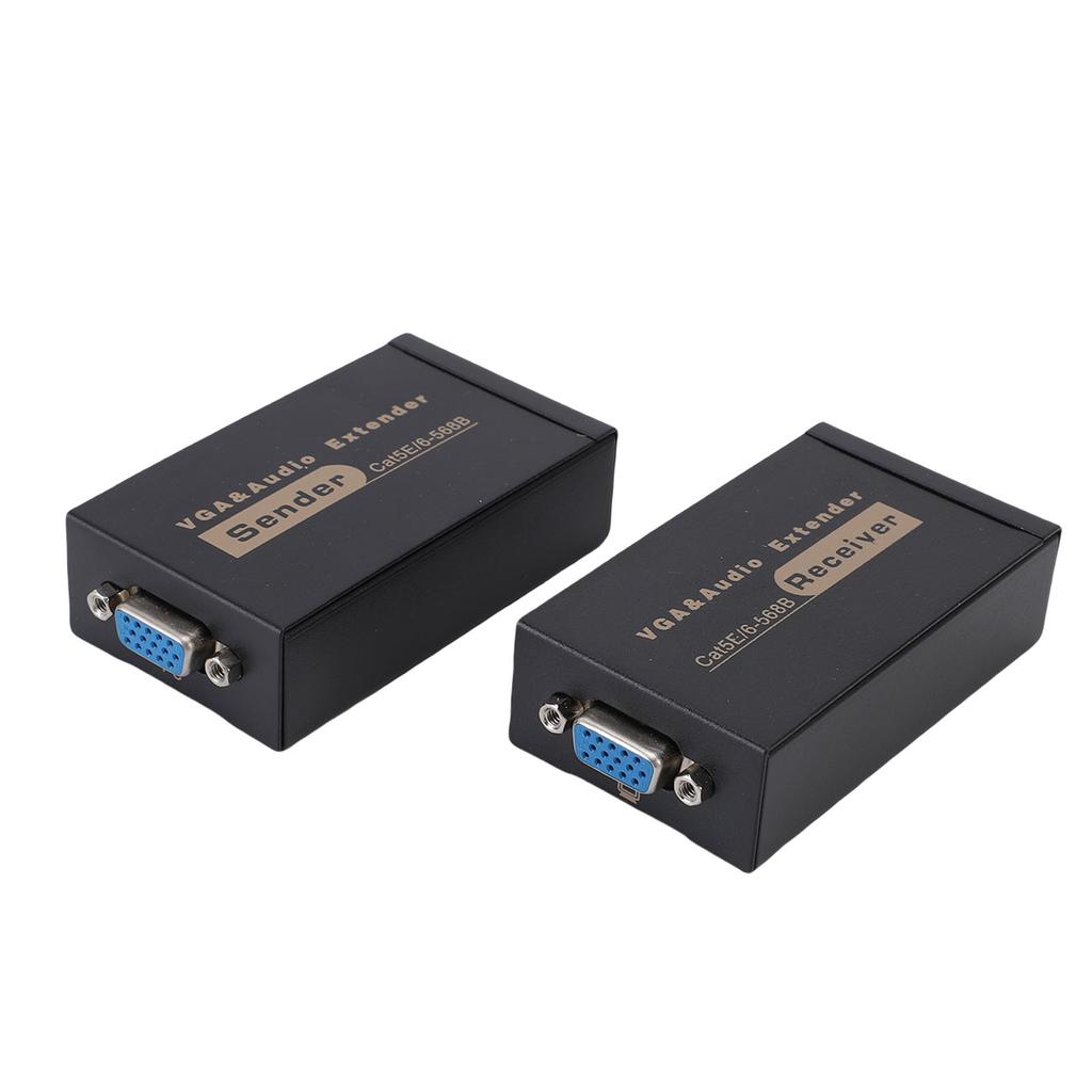 VGA Extender 328ft HD Plug and Play VGA Transmitter and Receiver HDB15 F RJ45 Sound DC3.5 Interface EU Plug