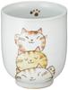 Utsuwa Roan Seto Ware Small 200ml Yumekobo Trio the Nyan Made In "Cute Utsuwa" Teacup, Approx. Capacity, Design, Yellow, Japan, 091-0029