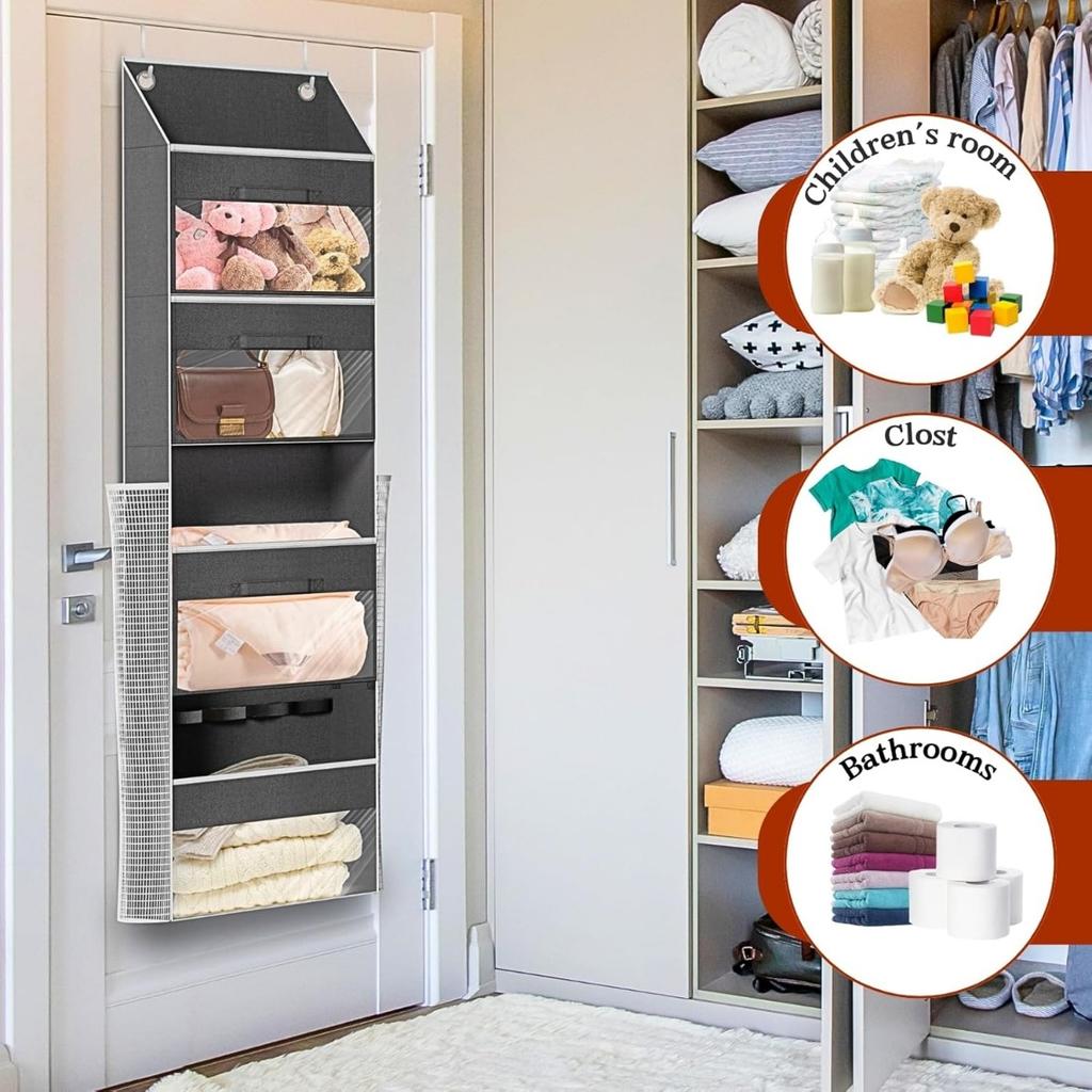 Подвесной органайзер для подарочной упаковочной бумаги с съемным ящиком и боковыми карманами для хранения рождественских лент, бантов, украшений