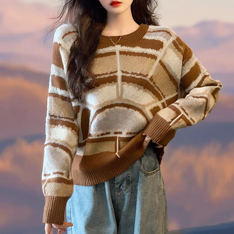 2025 Autumn Korean Style Women's Loose Knit Pullover Sweater