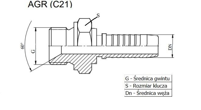 Końcówka Agr Dn32 1 1/2" Bsp S55
