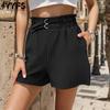 Женские модные повседневные летние весенние однотонные шорты со средней талией и принтом