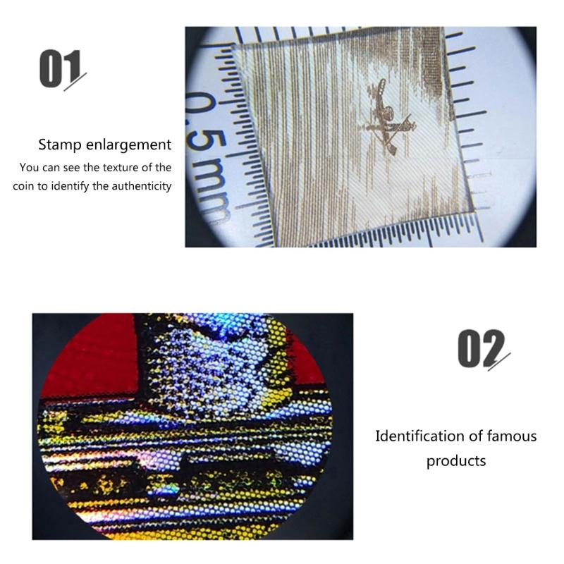 Увеличительное стекло с подсветкой, 30-кратная портативная лупа со светодиодной подсветкой для чтения пожилых людей, проверка ювелирных изделий