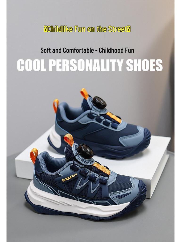 W.KIDS Multi-Color Fleece-Lined Sports Shoes with Fashionable Patchwork, Cool Buckle Design, Warm & Comfortable.