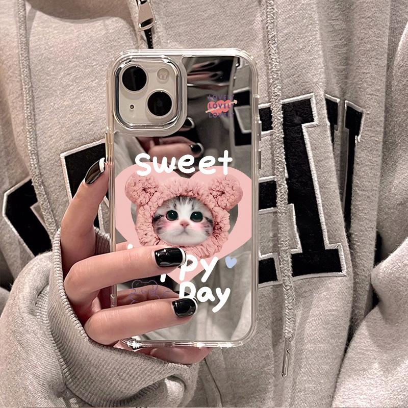 Mobile Phone Cases for iPhone 11 13 XR 15 Pro Max 12 14 Pro Max Case iPhone 16 XS Max Mirror Protective Case Mirror Exquisite Cartoon Waterproof