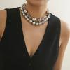 Statement Collar Pearl Choker Necklace Exaggerated Chunky Clavicle Choker  Party