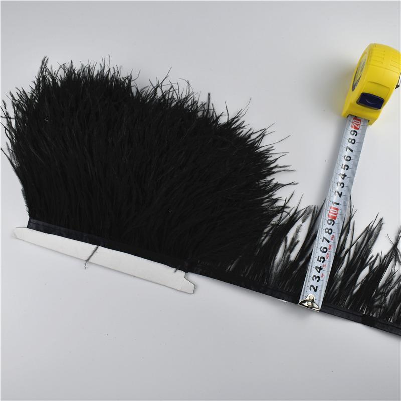 1M 5M 10Meter 8-10CM Black Ostrich Feather Trims Natural White Ostrich Feather for Craft Ribbon Fringe for Skirt Party Clothing