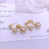Серьги-гвоздики с жемчугом «Золотое зерно»: Серебро S925, Универсальный, Легкая роскошь, Простая мода.