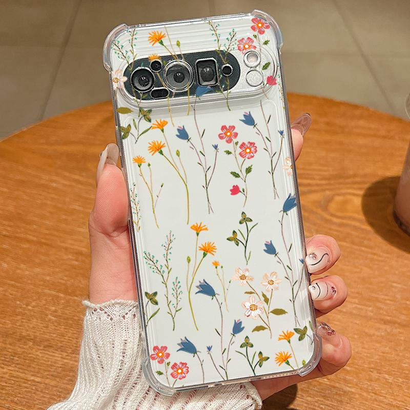 Цветной цветочный принт TPU Чехол для телефона для Google Pixel 9 Pro Pixel 9 Pro XL Прозрачная мягкая силиконовая задняя крышка для Google Pixel 9A
