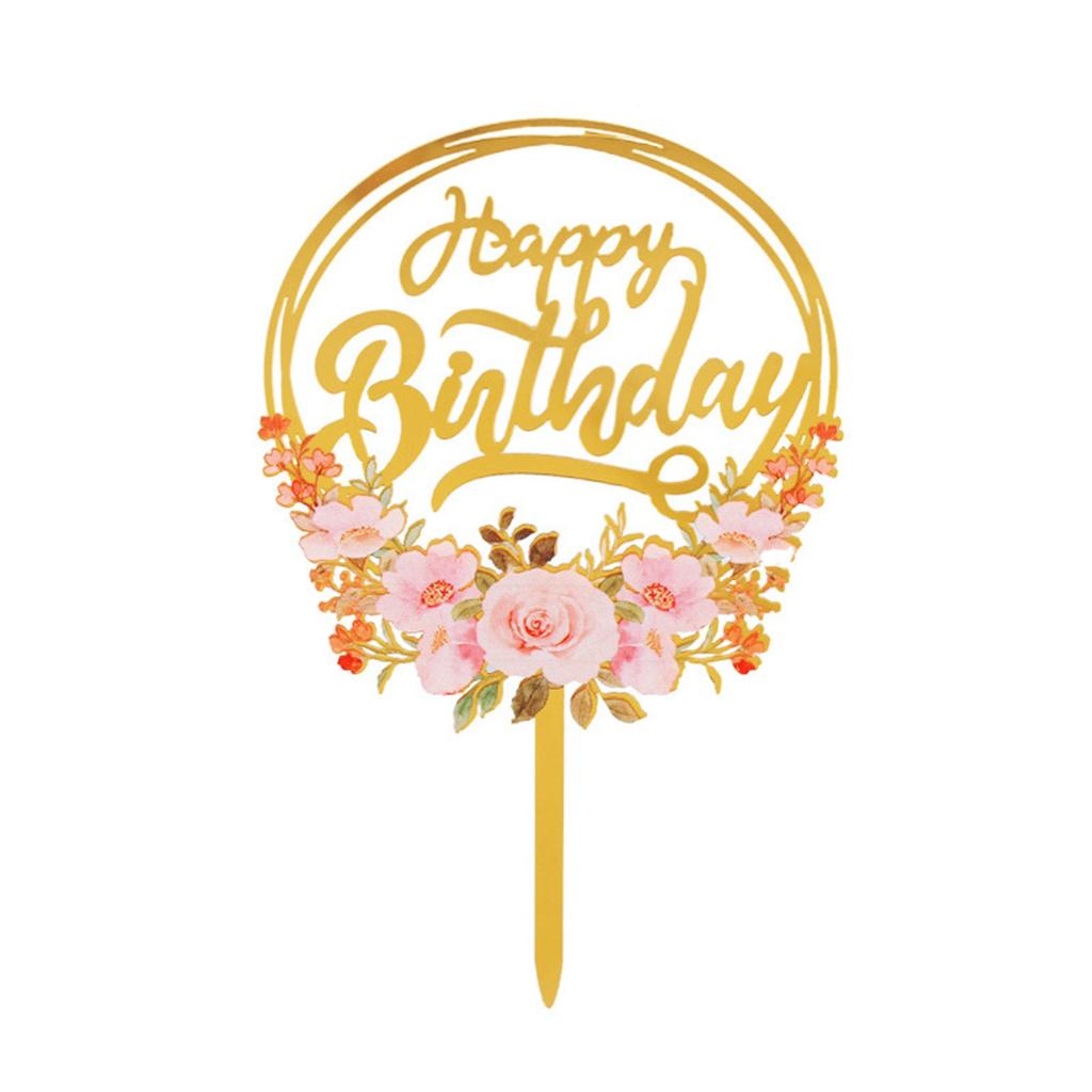 Gold Butterfly Happy Birthday Cake Topper Rose Gold Acrylic Kids Birthday Party Cake Topper Dessert Decoration Baby Shower