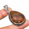 Seam Agate Gemstone Handmade 925 Silver Plated Jewelry Pendant 1.89"