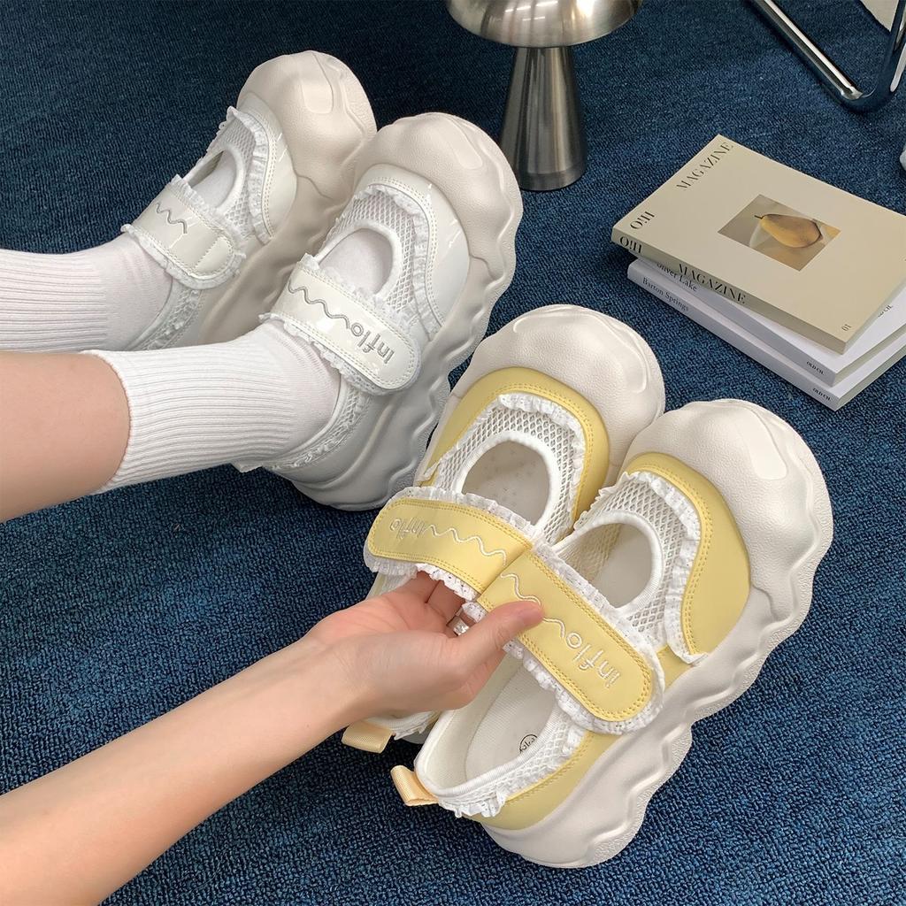 Дизайнерские нишевые туфли Мэри Джейн на толстой подошве с пряжкой, с большим носком, уродливые, но милые, с неглубоким вырезом, полые, дышащие, повседневные, как у папы, женские