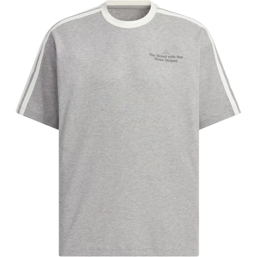Adidas T Shirts Men's Medium Heather Gray/Jade White Crew Neck Moderate KF2477