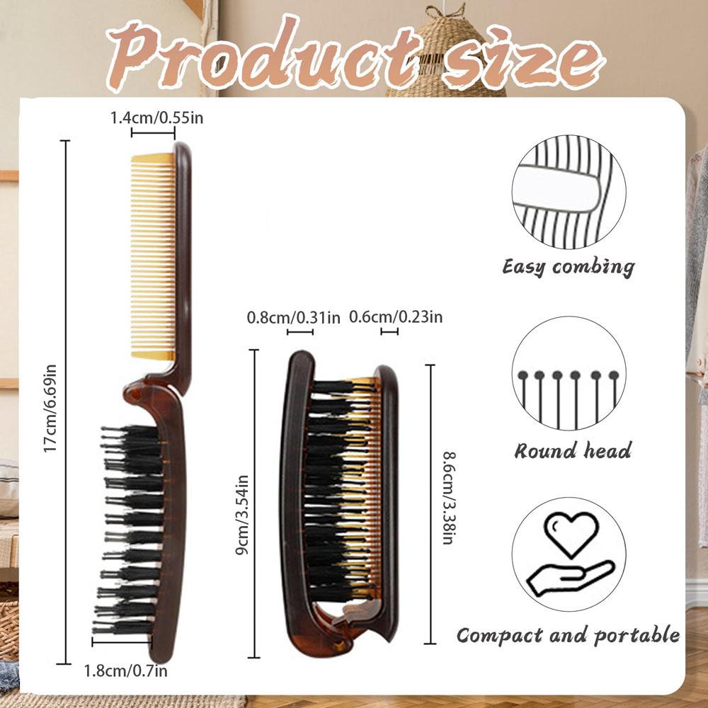 Складная щетка для волос Щетка с щетиной для блеска и разглаживания волос Распутывающая Дорожная Портативная