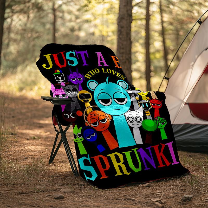 1pc SPRUNKI2 Theme Blanket - Digital Print, Polyester, Cozy for All Seasons, Perfect for Outdoor, Camping, and Travel
