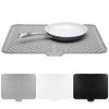 Silicone Drain Mat Quick-Drying Design Raised Ridges Bottom Slope Dish Drainer Kitchen