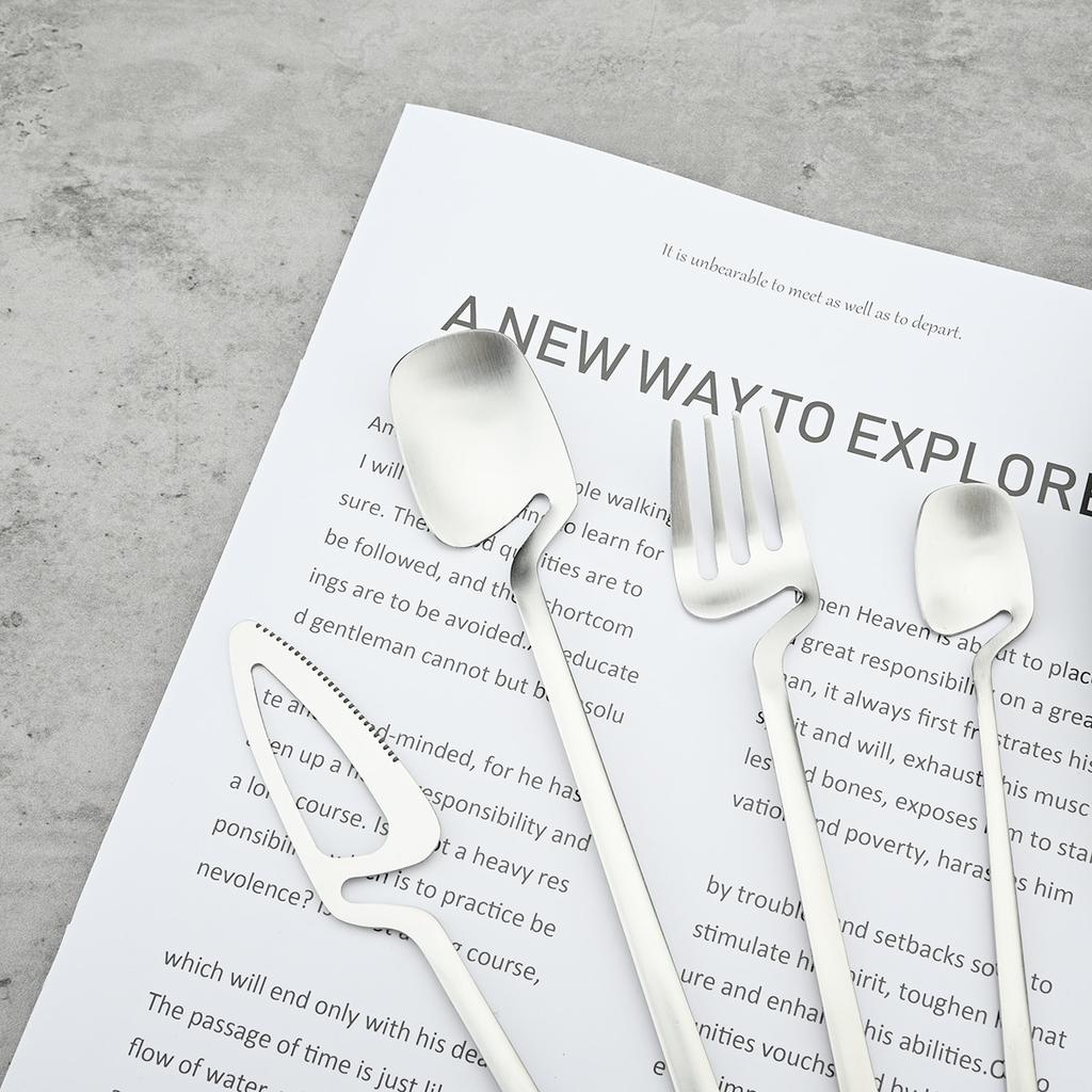 Матовый черный набор столовых приборов, нож, фруктовая вилка, кофейная чайная ложка, столовая посуда, набор столовых приборов из нержавеющей стали 18/10, кухонная посуда