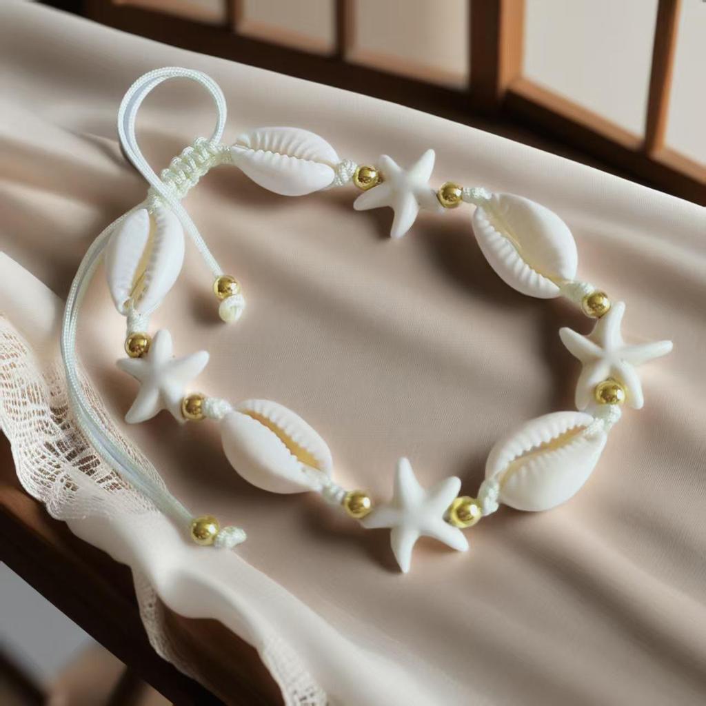 Bohemian Starfish & Turtle Anklet: Handmade Woven Cross-border INS Fashion Jewelry Bracelet.