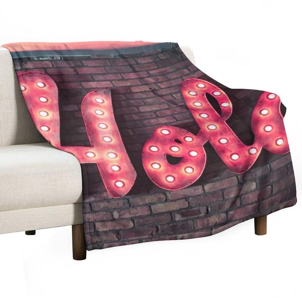 Hola Spanish Hello Neon Sign Throw Blanket Moving christmas gifts Camping Furrys Blankets