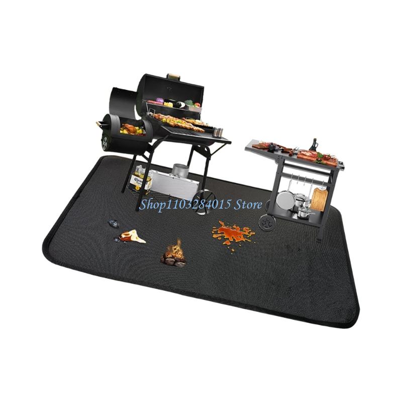 R6FF Large Fireproof Grill Protectors Mat For Outdoor Cooking Heat Resistant Waterproof Floor Cover Easy To Clean