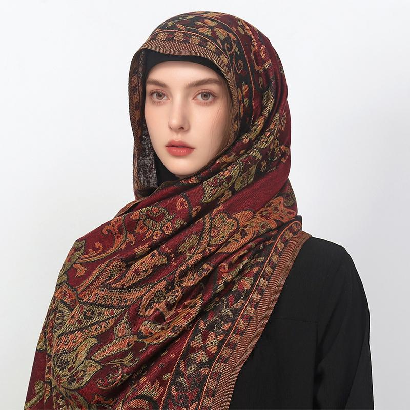 Écharpe Hijab Vintage Jacquard Cajou Pour Femme, Photo De Voyage, Cape Extérieure, Turbans Pour Femme, Châle, Vêtements Islamiqu