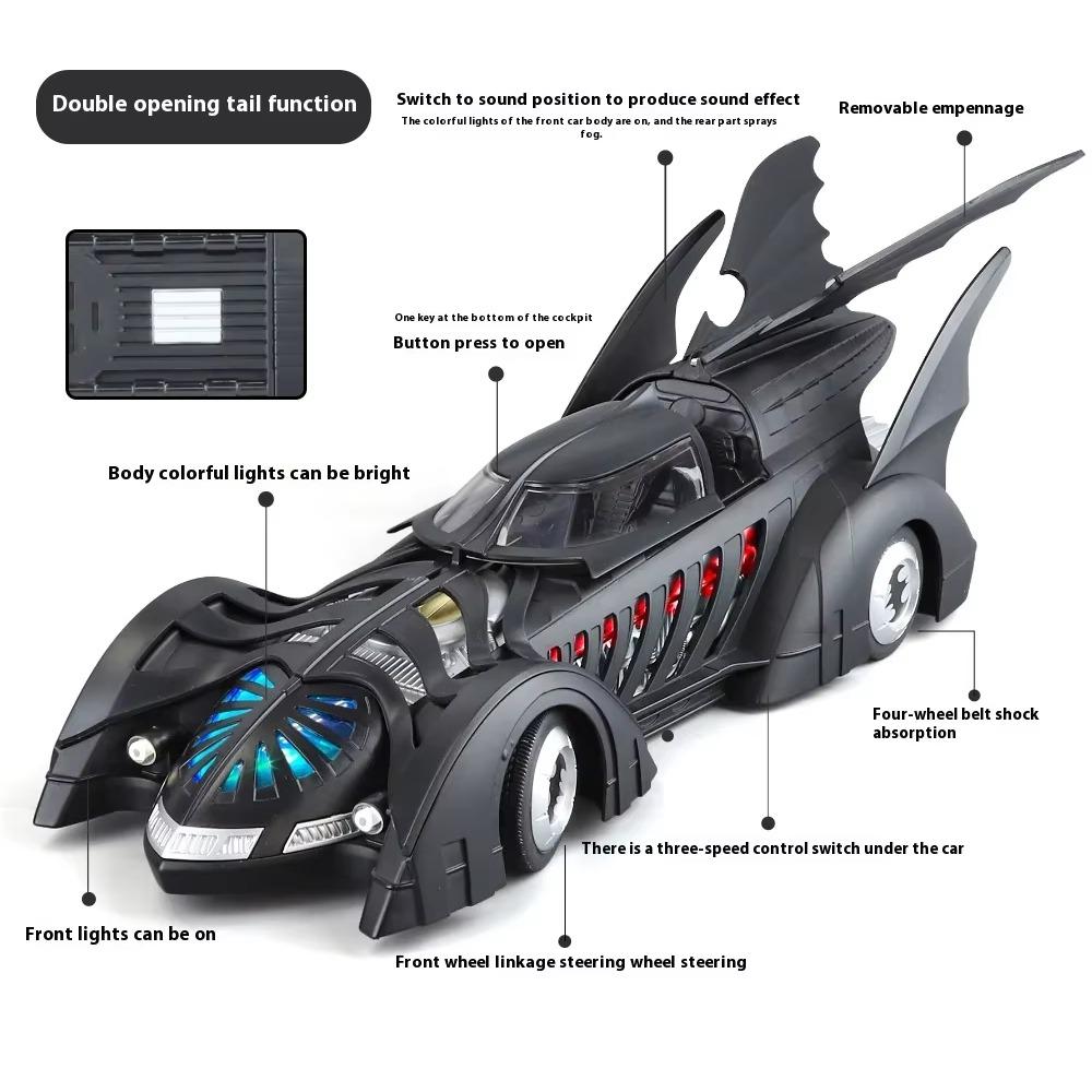 1/18 Scale Classic Movie Car Second Chariots Batmobile Alloy Concept Bat Sports Car Metal Metal Racing Car Model Sound Light Kids Toys