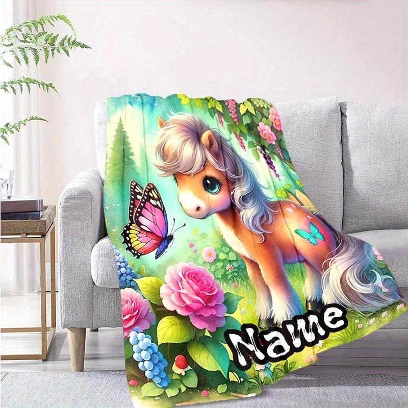 Pastoral Horse Customize Your Name Blanket Warm Comfortable And Soft Blankets Are Suitable For Home Lunch Break Blanket Office Sofa Sofa Gift To