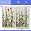 Floral Vintage Flower Kitchen Curtains Rustic Blue Tulip Farmhouse Short Cafe Tier Curtains Decor For  Rod Pocket Window Drapes
