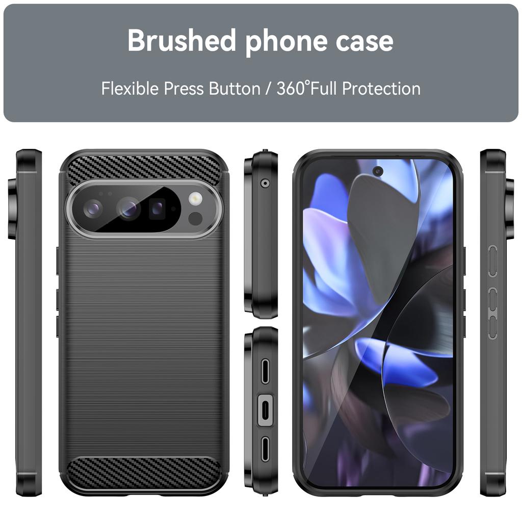 For Google Pixel 10/10 Pro Case Protective Phone Cover Carbon Fiber Texture Brushed