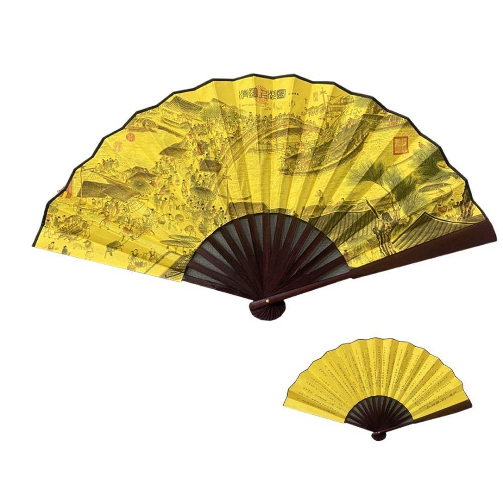 Бамбуковая ручка Веер Ручной веер Китайский ретро-стиль Бамбуковый веер Прочный Складной веер Для лета Ежедневного использования Танцев