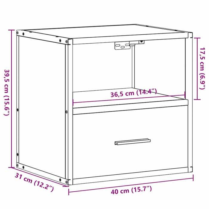VidaXL Tables de chevet murales 2 pcs sonoma gris 40x31x39,5 cm, armoire, table d'appoint, armoire de lit, armoire de 848741
