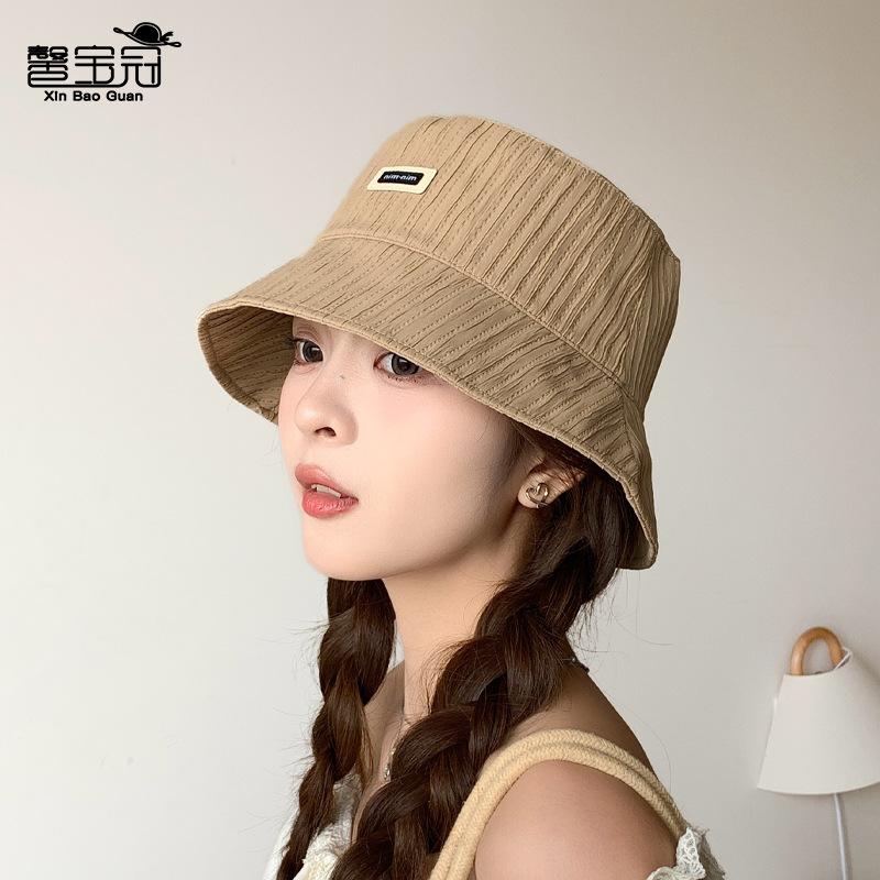 Spring and Summer Fashion Versatile Bucket Hat Female Face Small High Sense Bucket Hat Outdoor Travel Sunscreen Basin Hat Tide