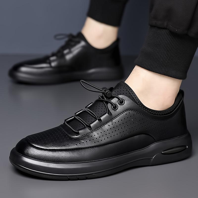 Fashion Quality Soft Sole Anti Slip Sports Leisure Shoes Brand Leather Business Oxford Shoes Summer Breathable Punching Leather Men Shoe