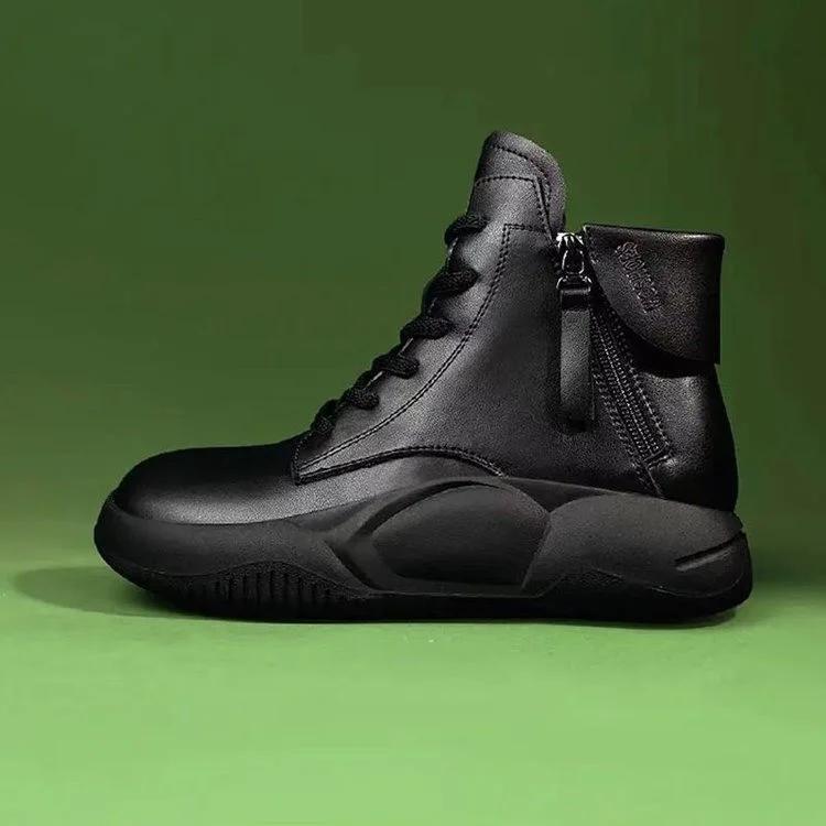 Ботинки женские британские модные короткие ботинки 2024 года, новые осенне-зимние мотоциклетные ботинки с толстой подошвой, боковая молния, модная женская обувь